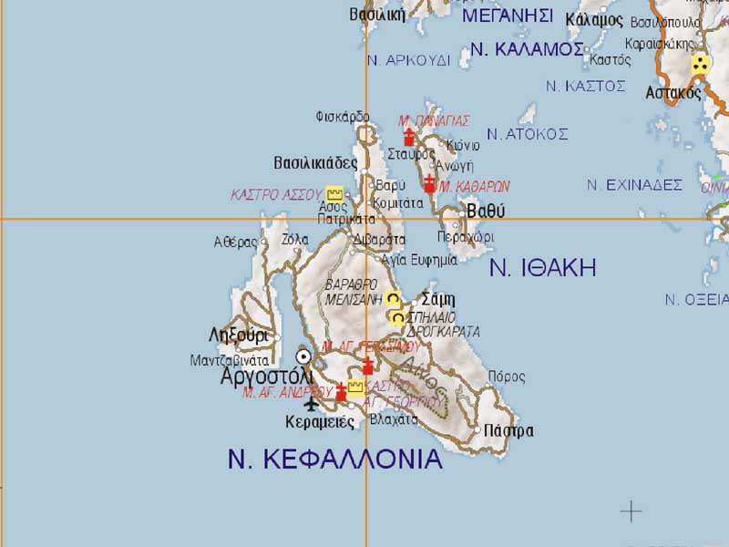 Χάρτης νομού Κεφαλληνίας