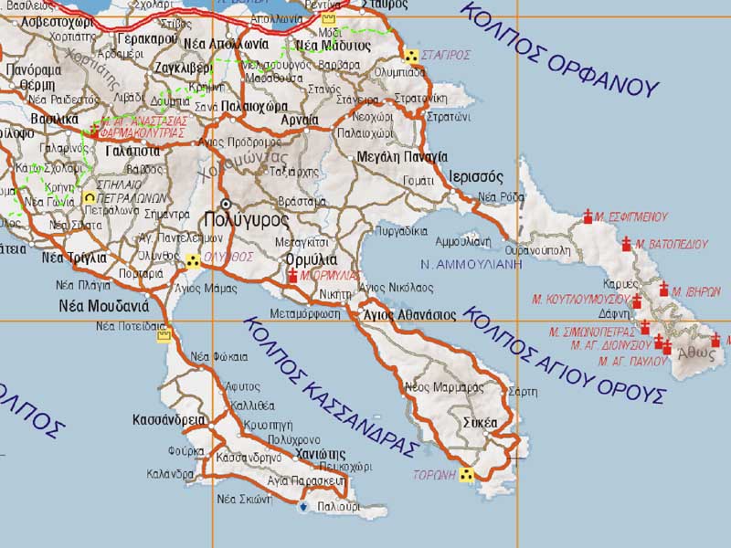 Χάρτης Νομού Χαλκιδικής - Οδικοί Χάρτες Νομών Ελλάδας | mykosmos.gr