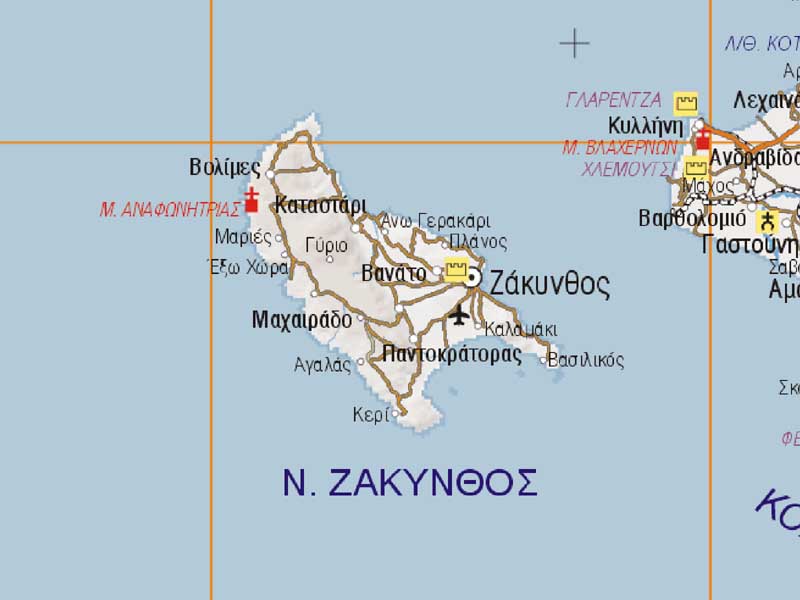 Χάρτης νομού Ζακύνθου